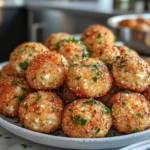 Falafel, eggplant roll-ups, and mozzarella balls arranged on a serving platter