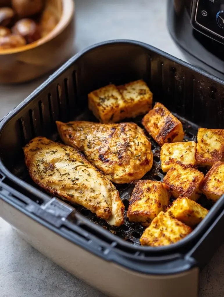 cooked protein in air fryer