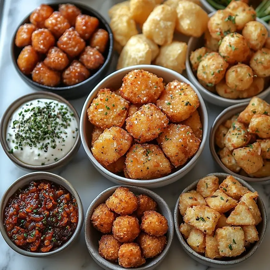 Recipe card showing easy air fryer appetizers and snacks