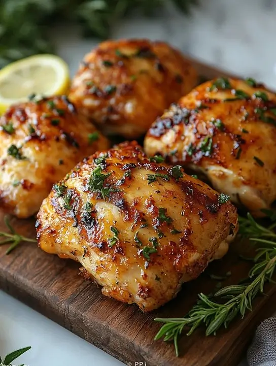 Crispy air fryer chicken recipes on a wooden board