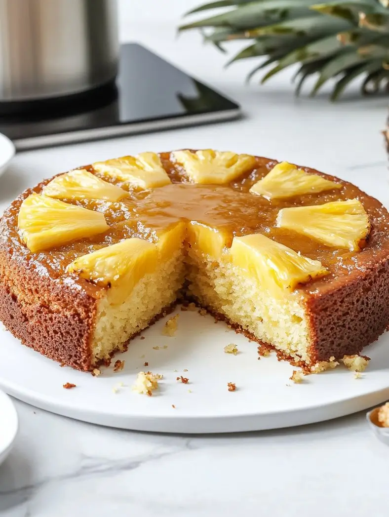 eggless pineapple juice cake with golden crust