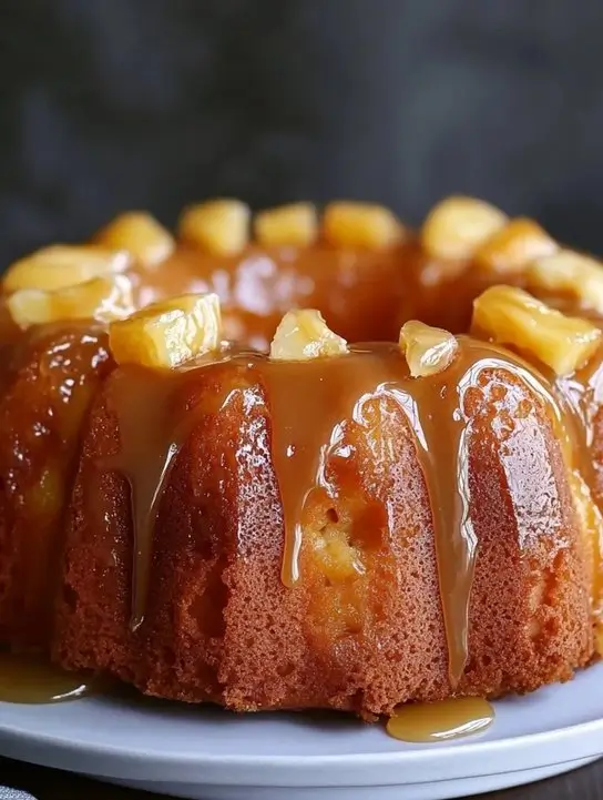 moist pineapple juice bundt cake on table