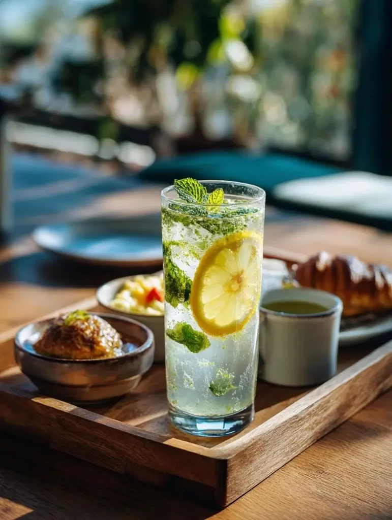 served natural zepbound drink with mint and lemon