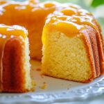 Pineapple juice cake on rustic table