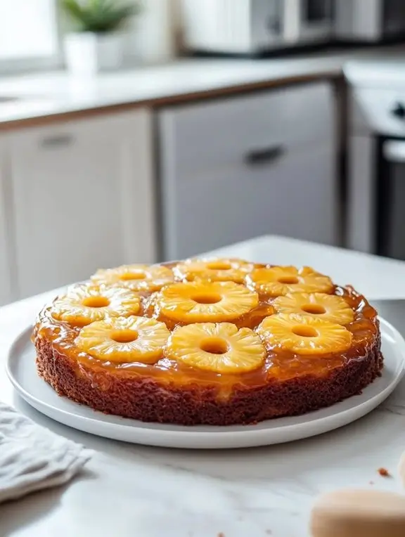 How To Make Pineapple Juice Glaze For Cake – So Simple, So Good! 6 Upside down pineapple juice cake fresh from oven