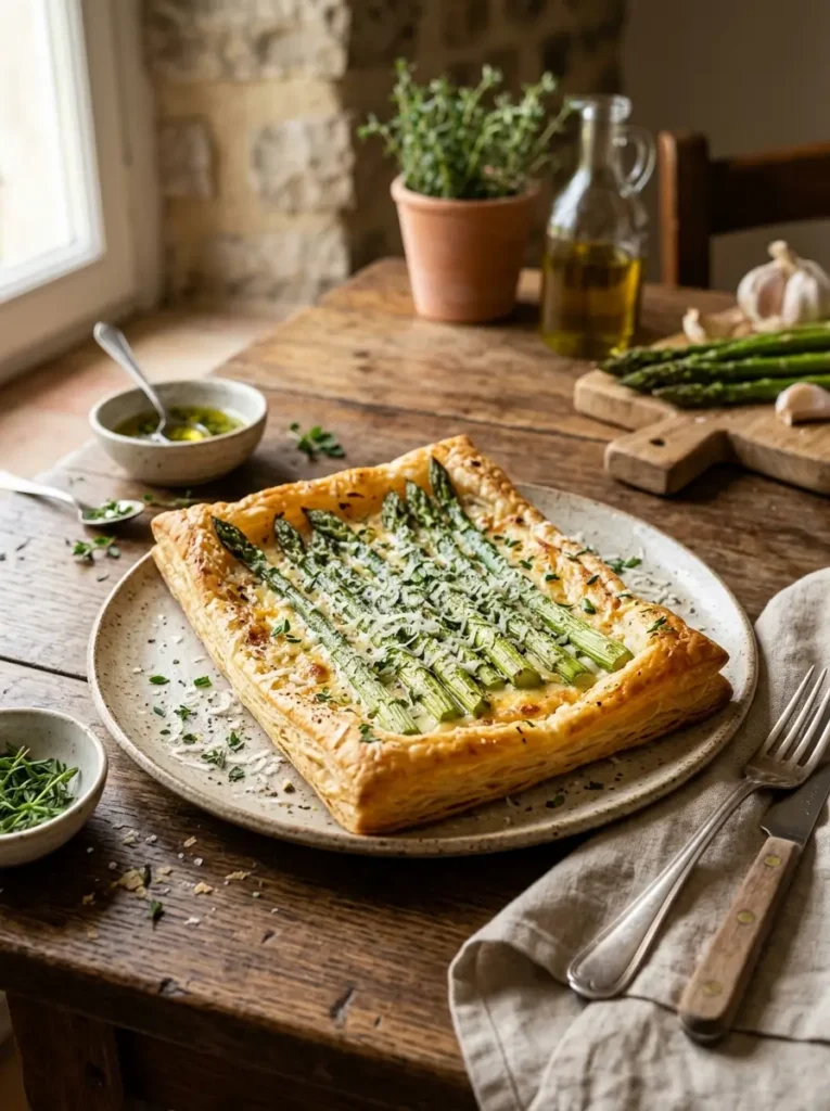 Asparagus Puff Pastry Tart – Easy Flaky Spring Favorite 3 asparagus puff pastry tart with flaky crust and fresh asparagus