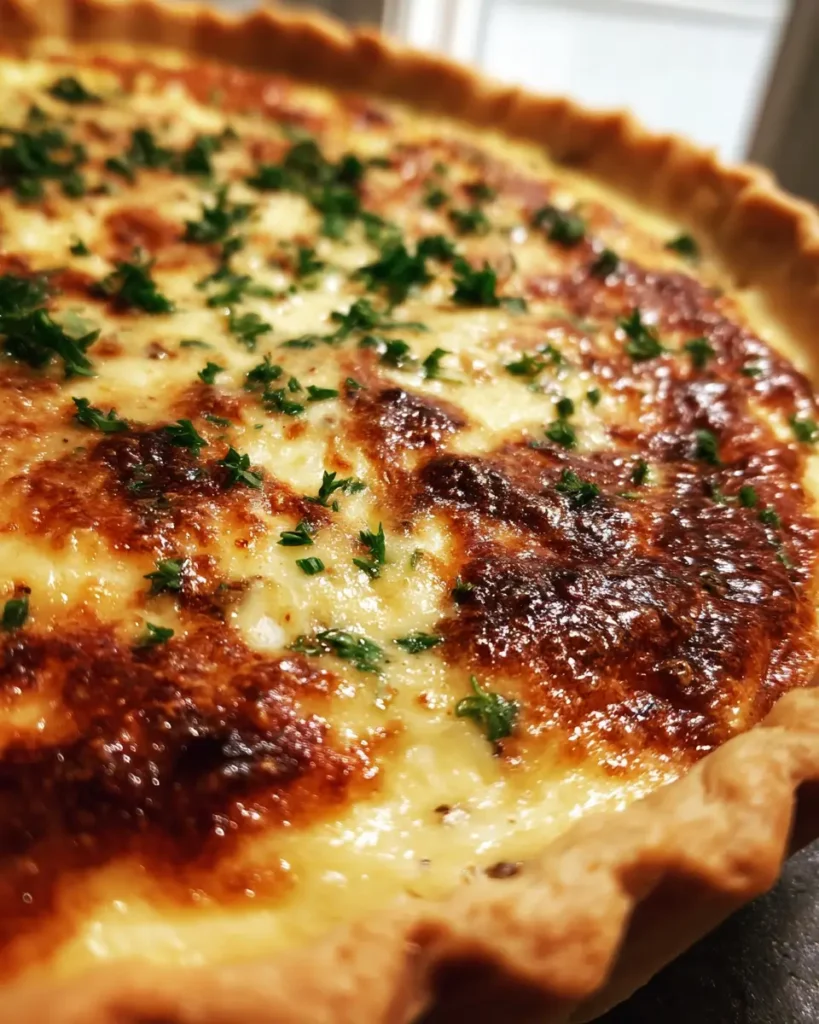Quiche Recipe – Easy, Classic, and Delicious for Any Occasion 3 Quiche recipe with creamy filling and golden crust on rustic table