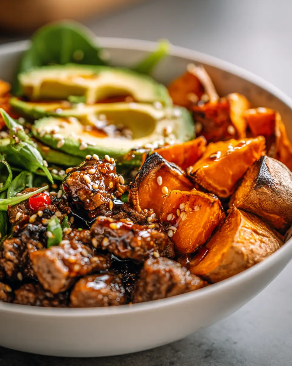 Home 1 Hot Honey Sweet Potato Beef Bowl